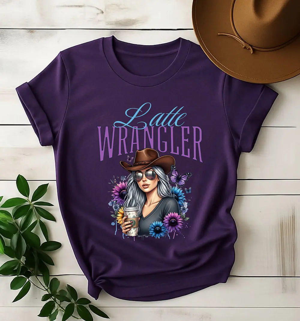 Latte Wrangler Women's Tee — Sunflower Cowboy Coffee Graphic Printify