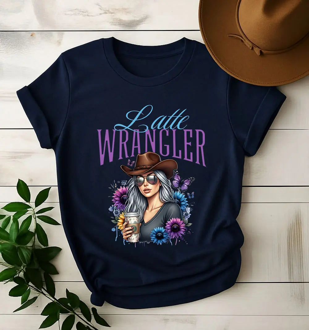 Latte Wrangler Women's Tee — Sunflower Cowboy Coffee Graphic Printify
