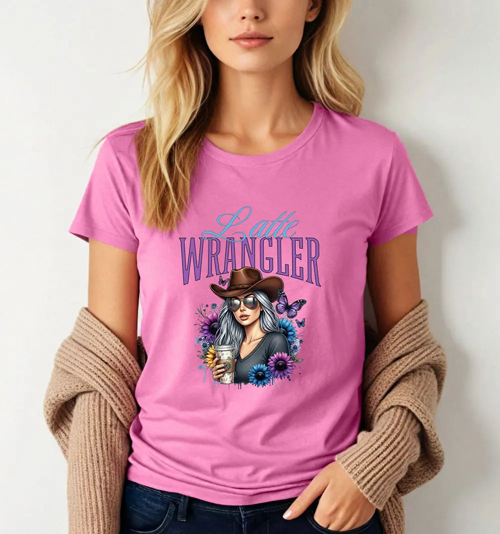 Latte Wrangler Women's Tee — Sunflower Cowboy Coffee Graphic Printify