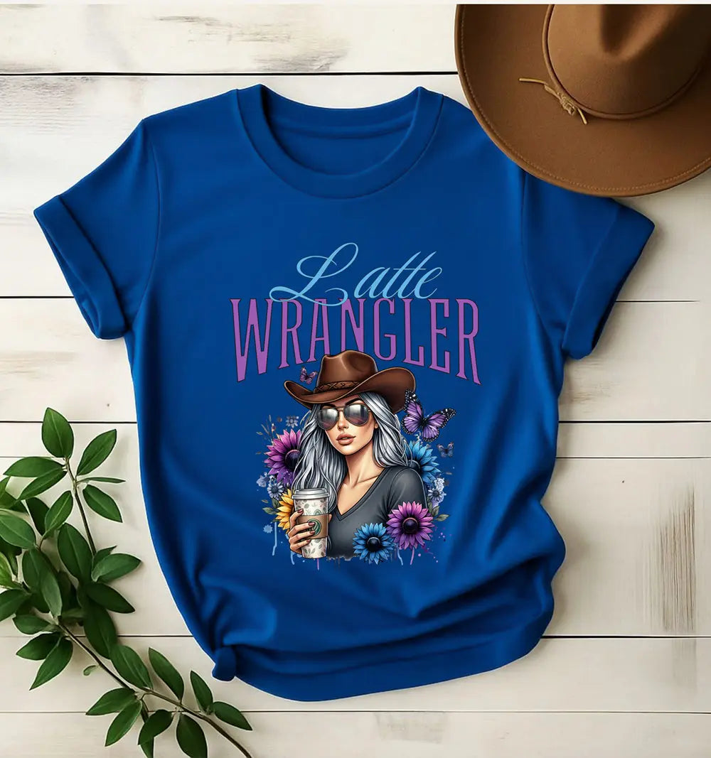 Latte Wrangler Women's Tee — Sunflower Cowboy Coffee Graphic Printify