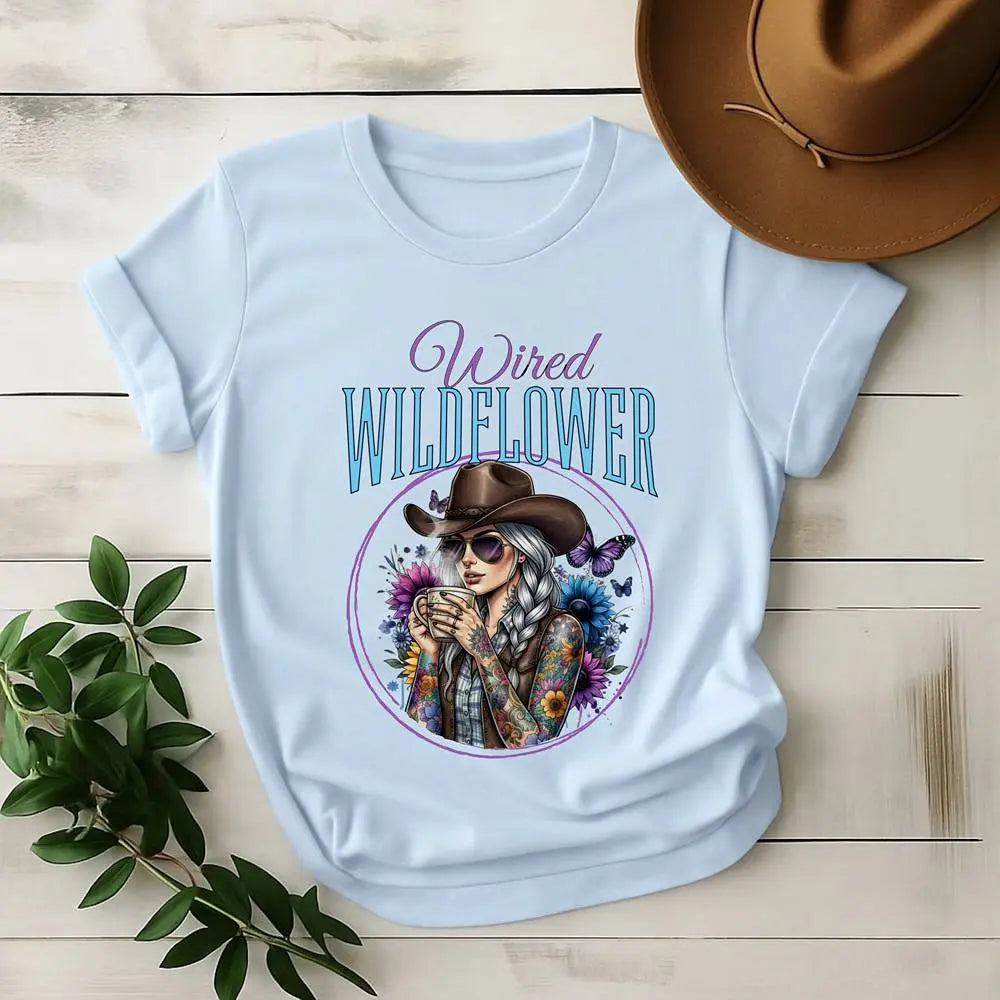 Wired Wildflower T-Shirt – 'Wildflower' Boho Western Tee for Women Printify