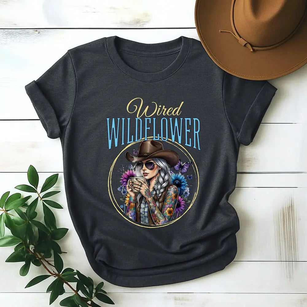 Wired Wildflower T-Shirt – 'Wildflower' Boho Western Tee for Women Printify
