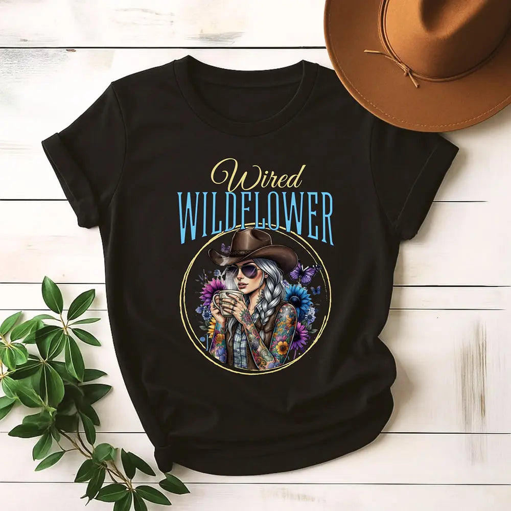 Wired Wildflower T-Shirt – 'Wildflower' Boho Western Tee for Women Printify