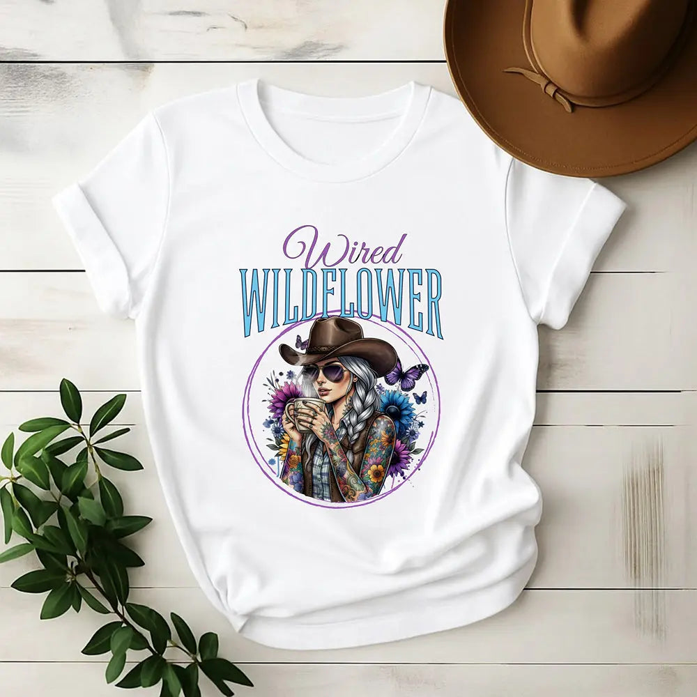 Wired Wildflower T-Shirt – 'Wildflower' Boho Western Tee for Women Printify
