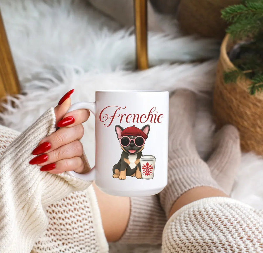 Frenchie Dog Coffee Mug – Cute French Bulldog Ceramic Mug (15oz) Printify