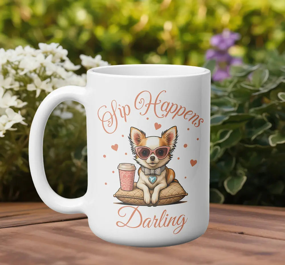 Sip Happens Dog Mom Ceramic Mug (15oz) – Cute Coffee Tea Gift for Dog Lovers - Boldly Bitter Company