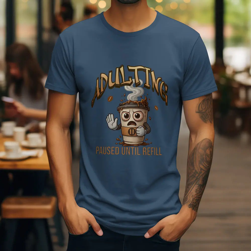 Adulting Coffee T-Shirt Printify