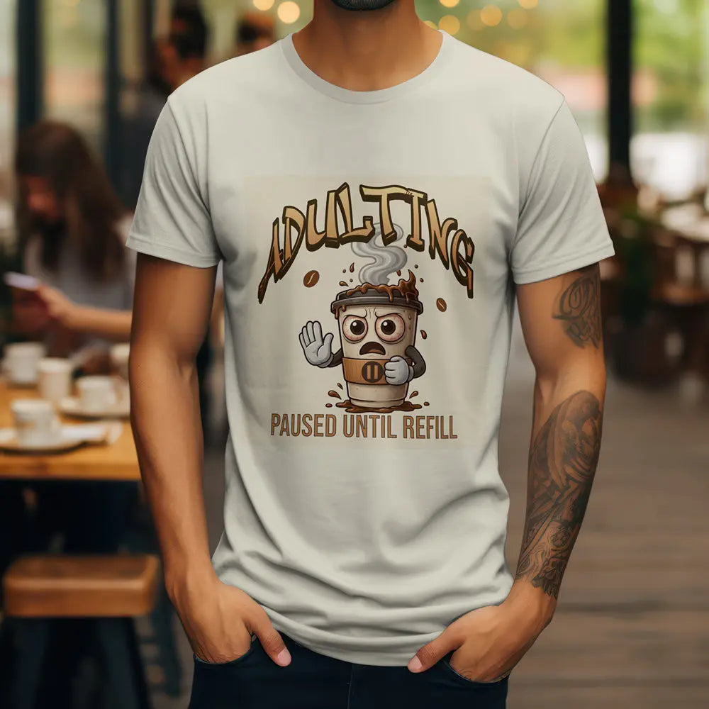 Adulting Coffee T-Shirt Printify