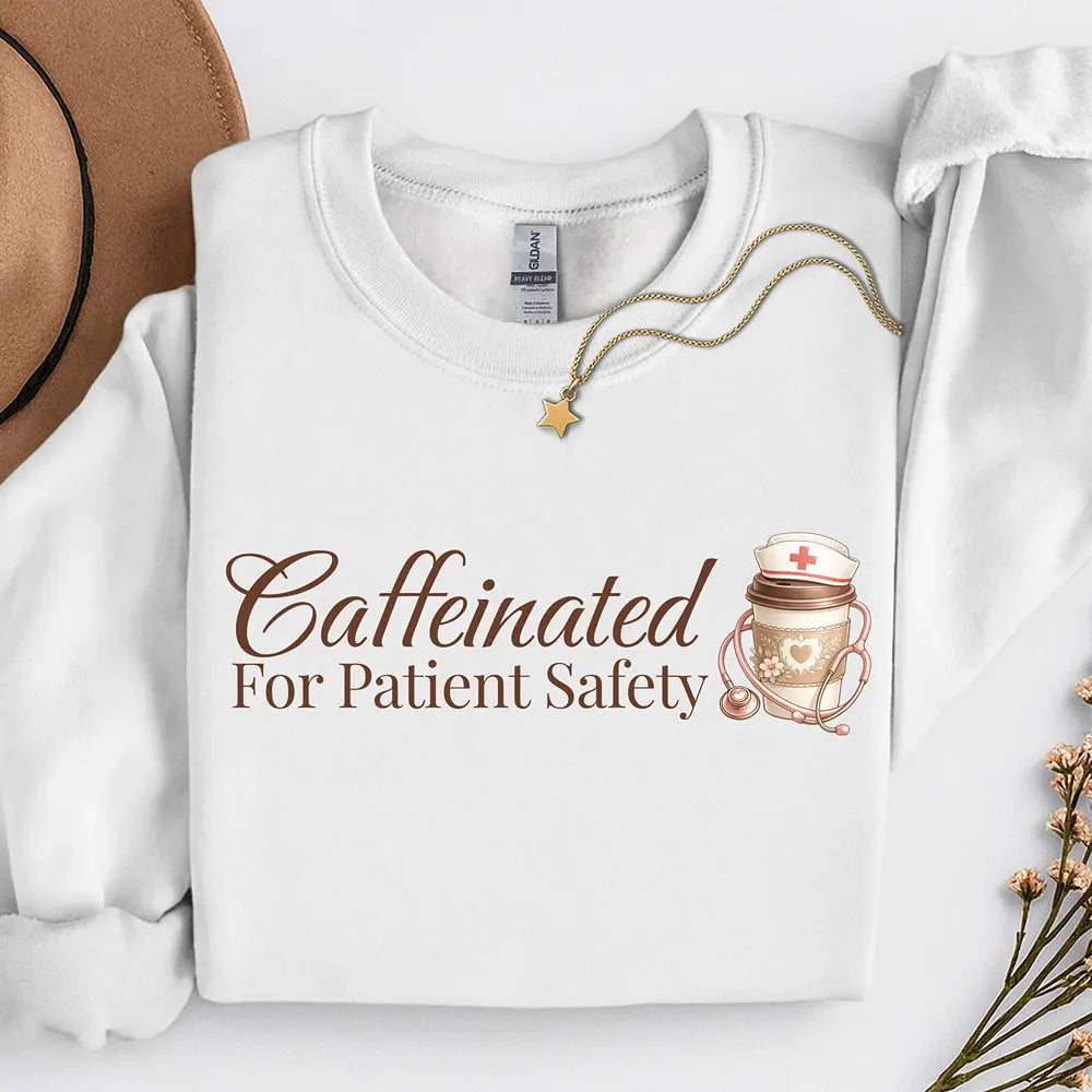 Caffeinated for Patient Safety Sweatshirt - Perfect gift for medical professionals - Boldly Bitter Company