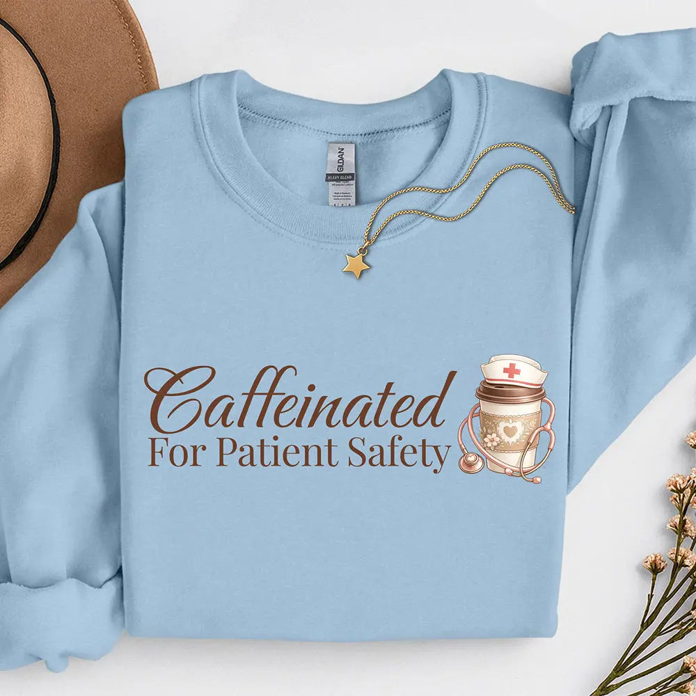 Caffeinated for Patient Safety Sweatshirt - Perfect gift for medical professionals - Boldly Bitter Company