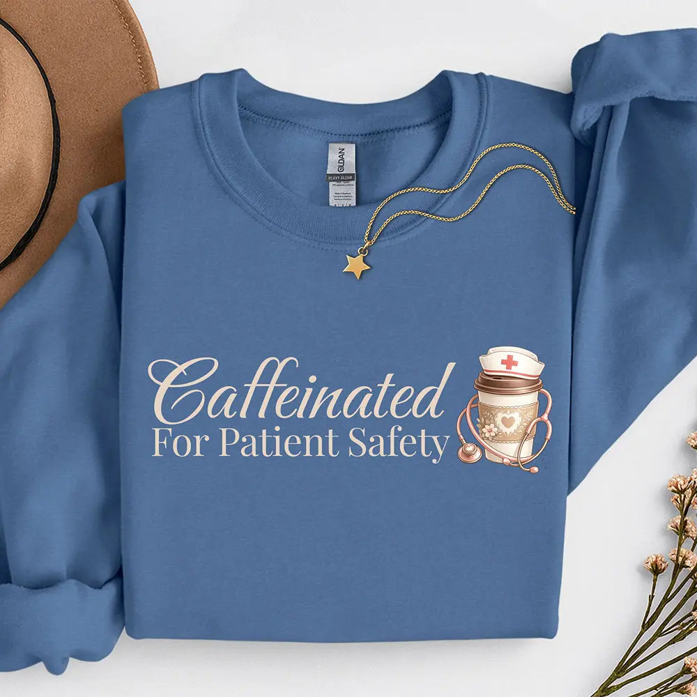 Caffeinated for Patient Safety Sweatshirt - Perfect gift for medical professionals - Boldly Bitter Company