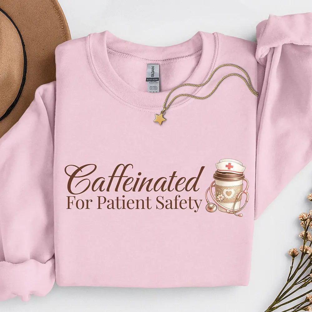 Caffeinated for Patient Safety Sweatshirt - Perfect gift for medical professionals - Boldly Bitter Company