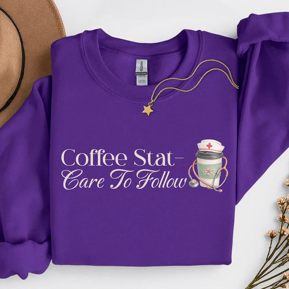 Coffee Stat Sweatshirt — "Care to Follow" Cozy Sweatshirt Printify