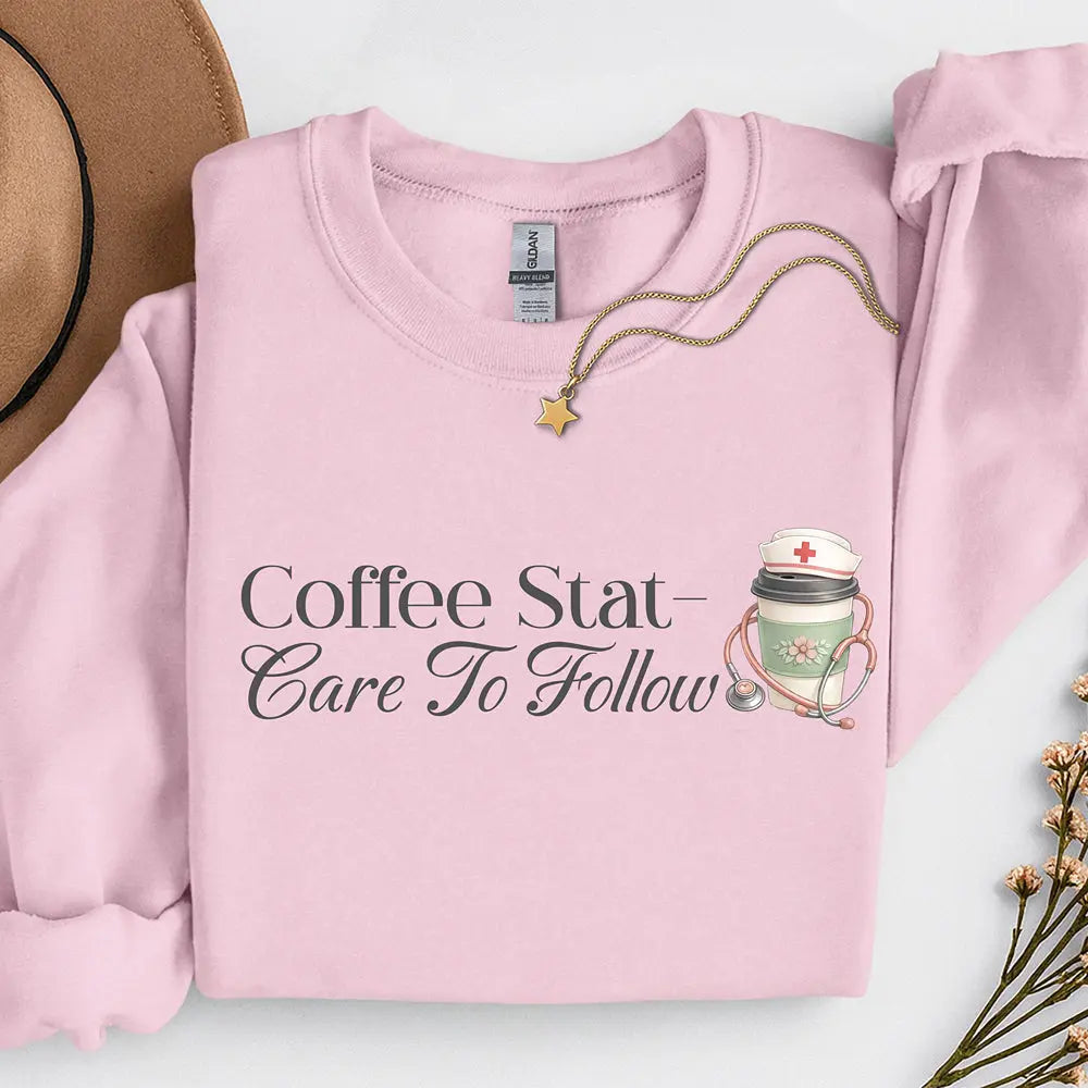 Coffee Stat Sweatshirt — "Care to Follow" Cozy Sweatshirt Printify