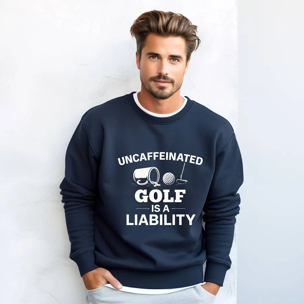 Uncaffeinated Liability Golf Sweatshirt Printify