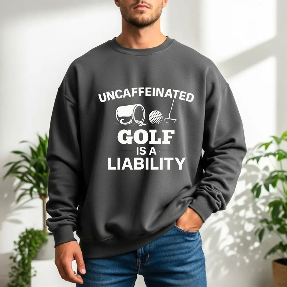 Uncaffeinated Liability Golf Sweatshirt Printify