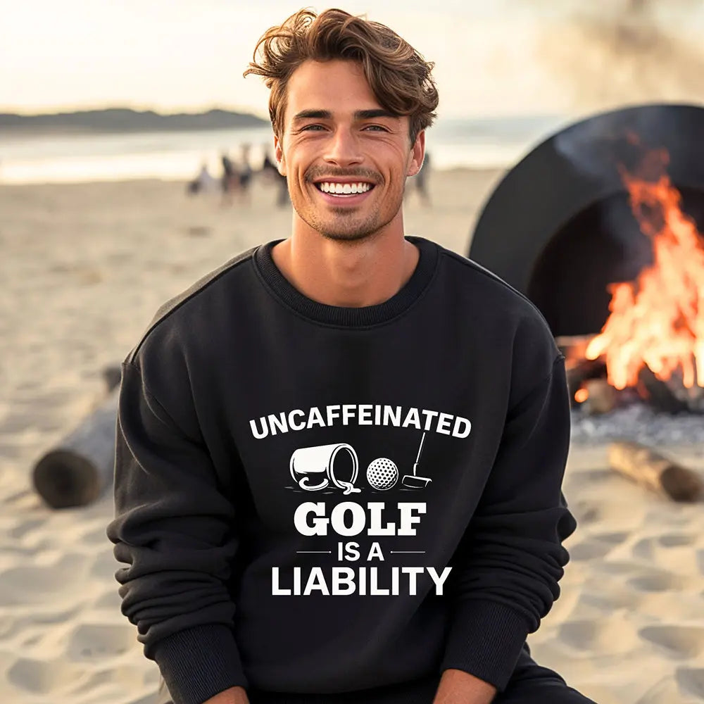 Uncaffeinated Liability Golf Sweatshirt Printify