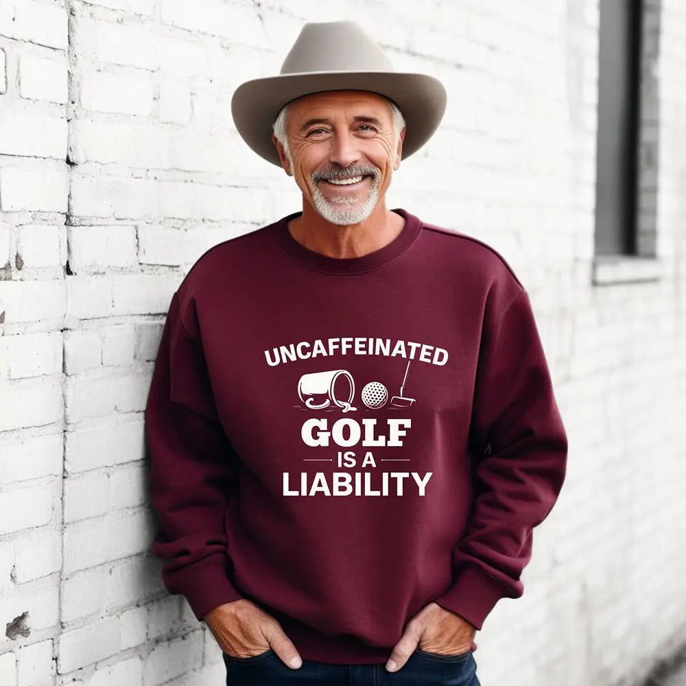 Uncaffeinated Liability Golf Sweatshirt Printify