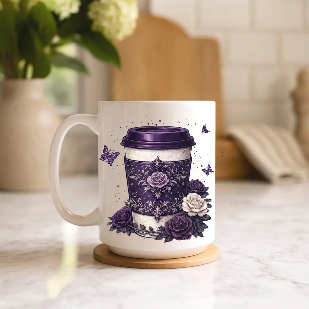 Gothic Purple Rose Coffee Mug (15oz) - Boldly Bitter Company
