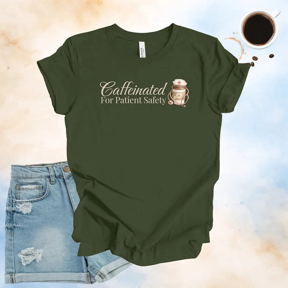 Caffeinated For Patient Safety Tee - Boldly Bitter Company