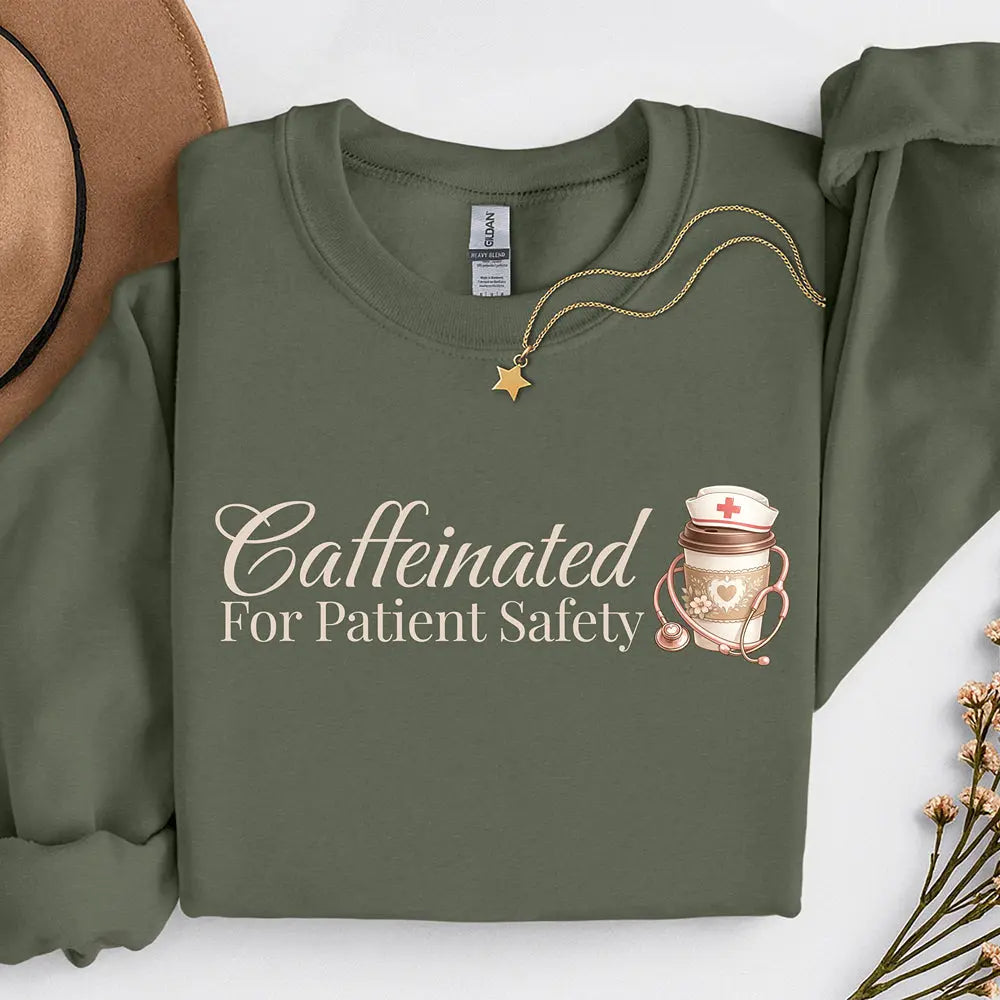 Caffeinated for Patient Safety Sweatshirt Printify