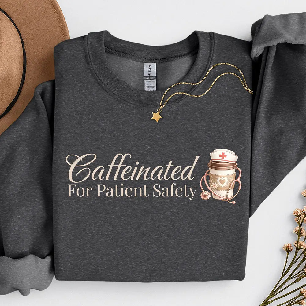 Caffeinated for Patient Safety Sweatshirt Printify