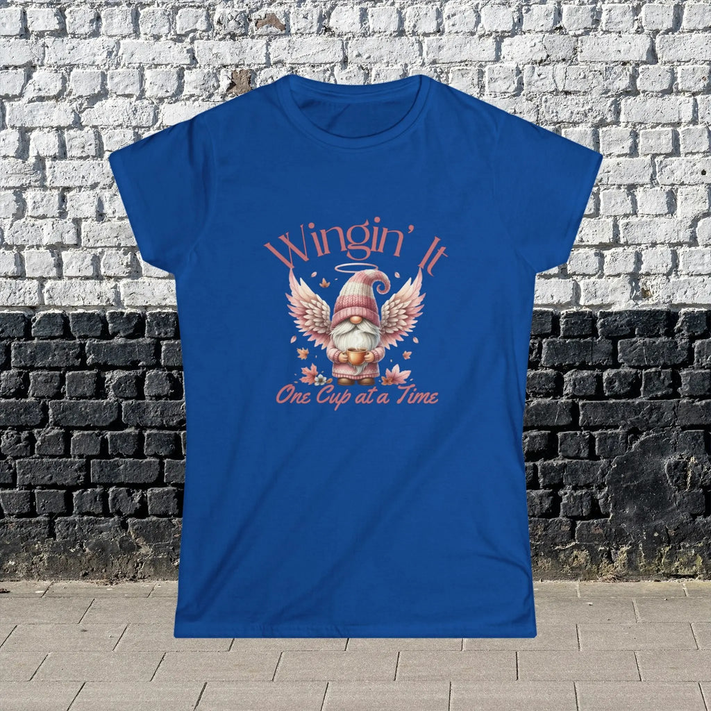 Wingin It Women's Tee - Cute Gnome Design, Comfortable Apparel, Gift for Coffee Lovers, Casual Everyday Wear, Seasonal T-Shirt - Boldly Bitter Company