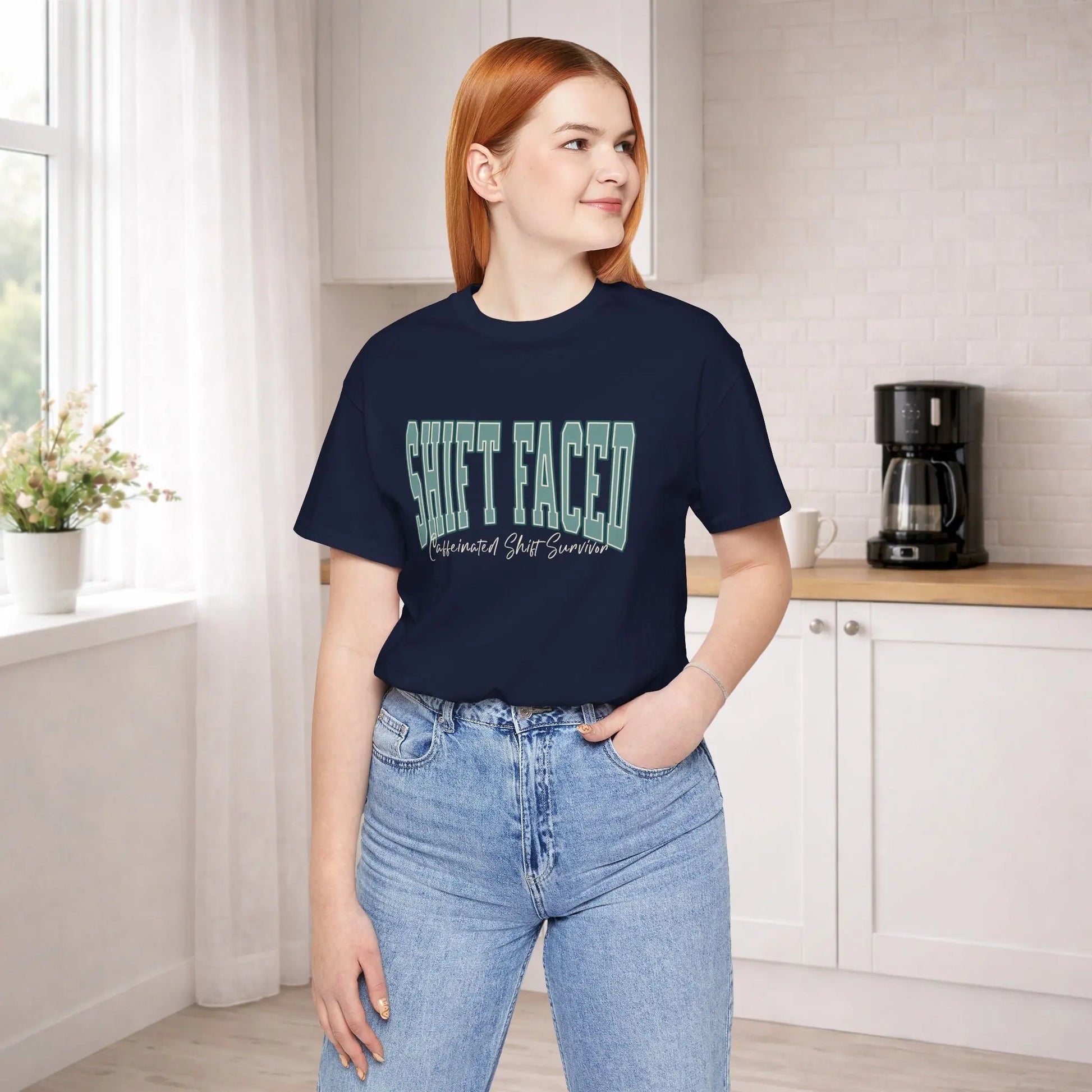 Shift Faced Tee — Vintage Caffeinated Shift Survivor T-Shirt Printify