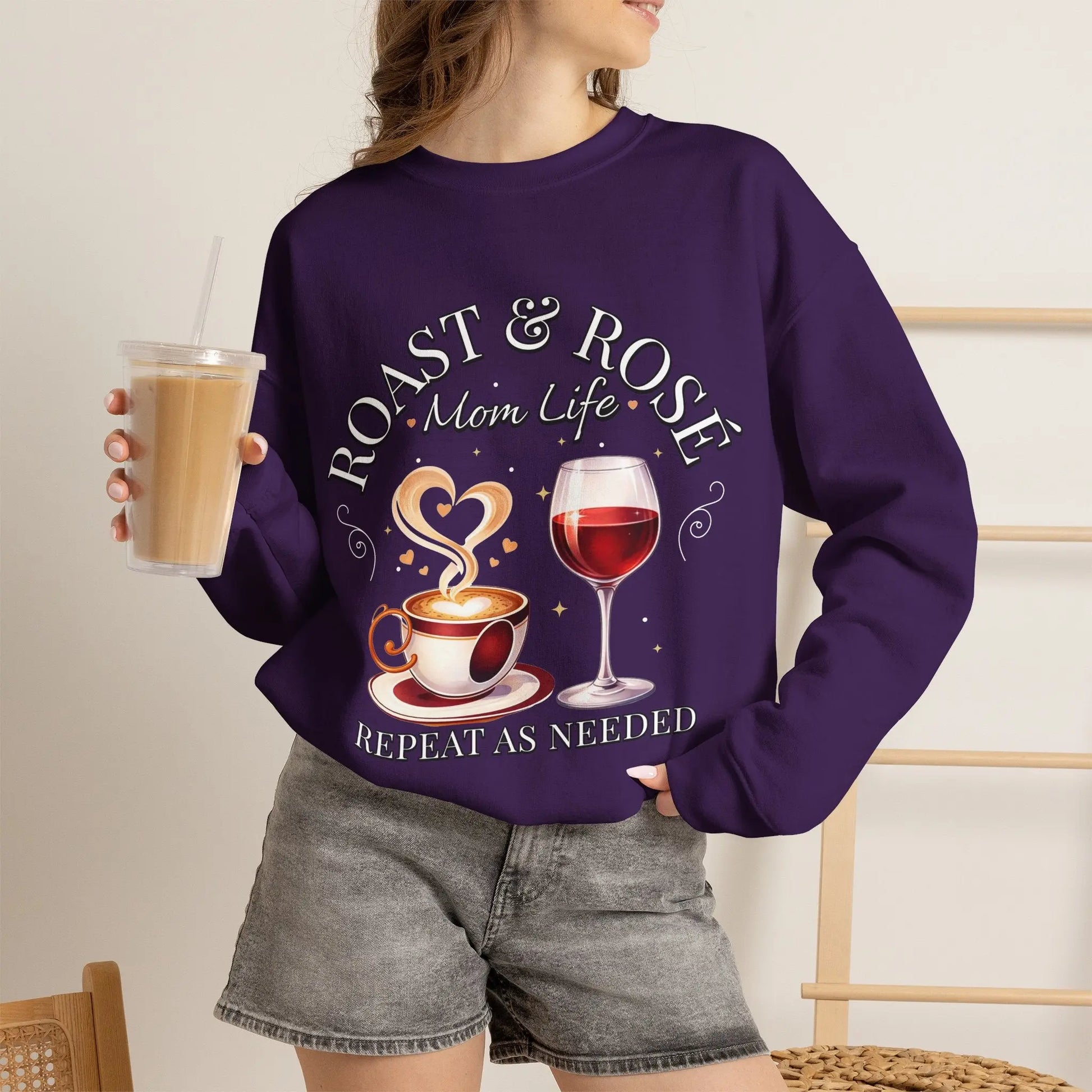 Coffee Wine Mom Life Sweatshirt Printify