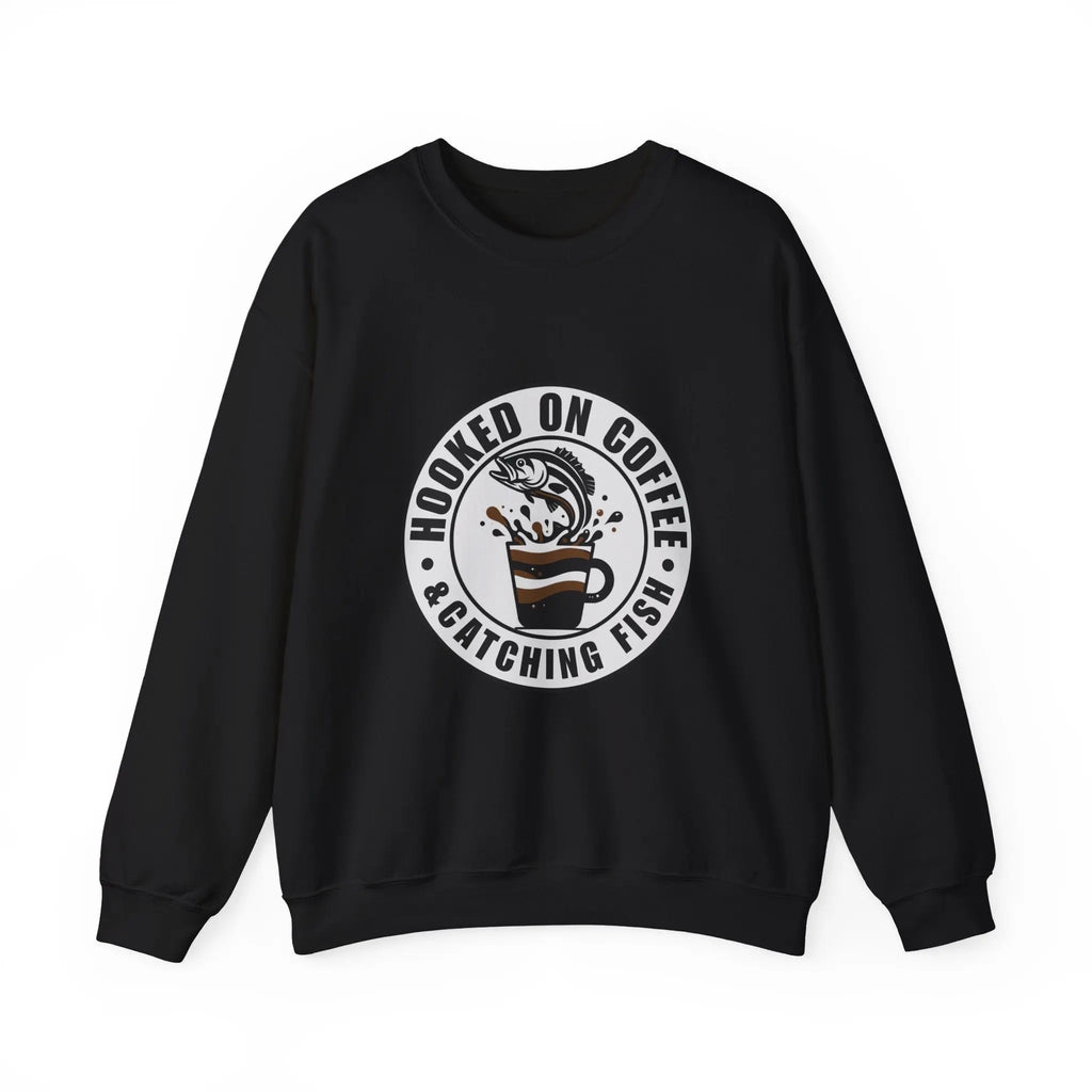 Hooked on Coffee and Catching Fish Sweatshirt Printify