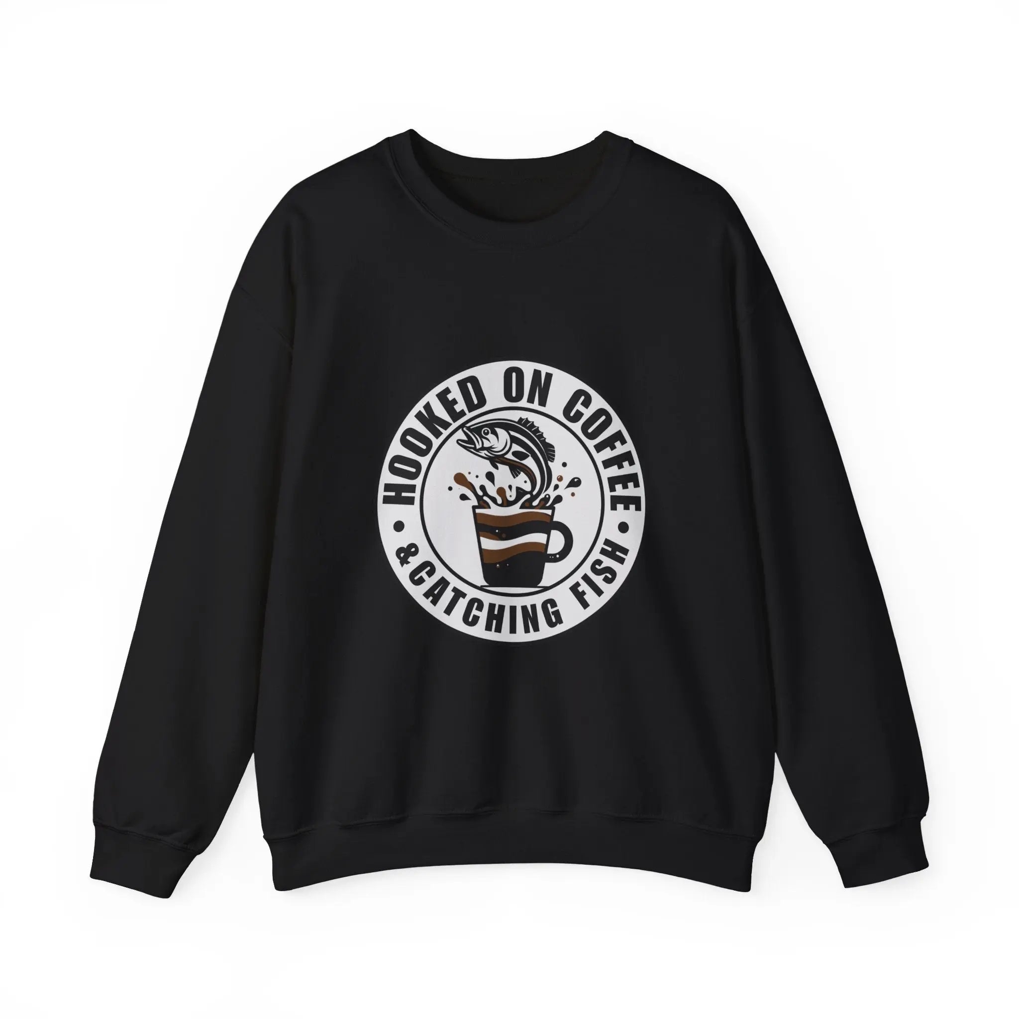 Hooked on Coffee and Catching Fish Sweatshirt Printify