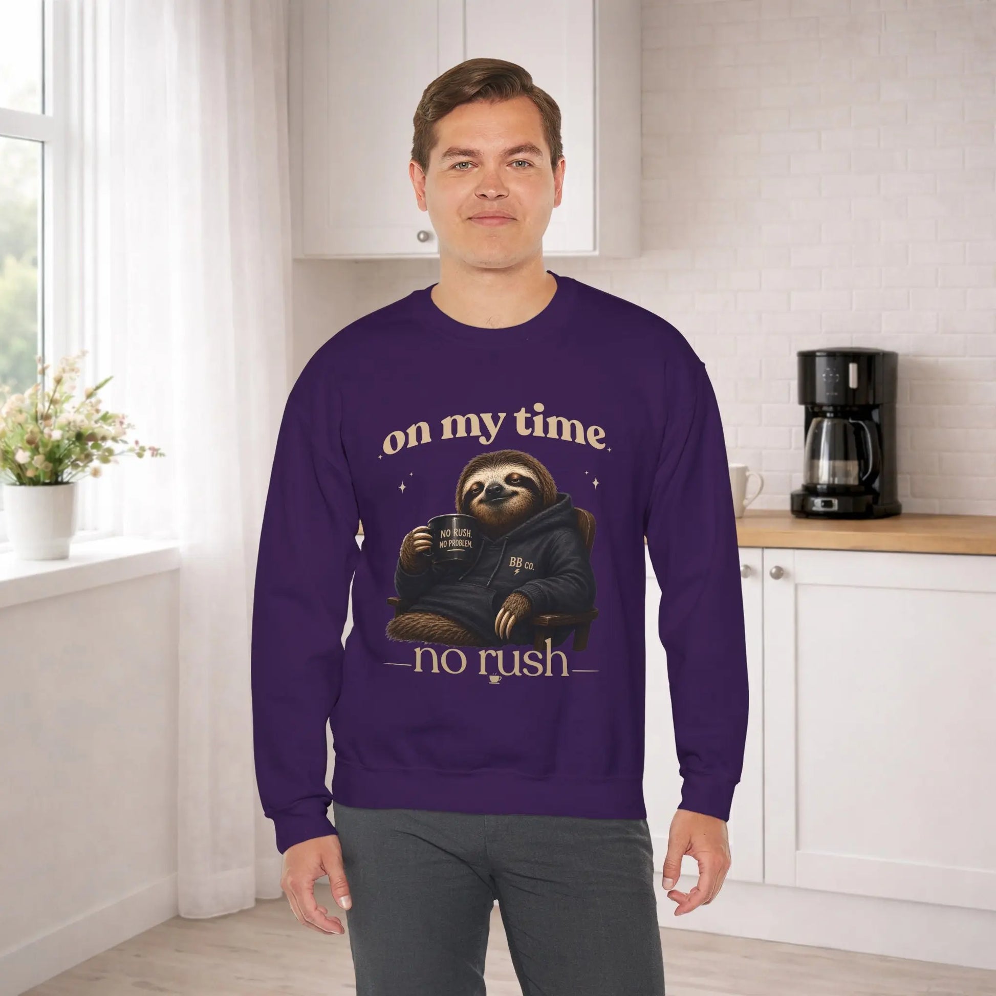 On My Time Sloth Sweatshirt Printify