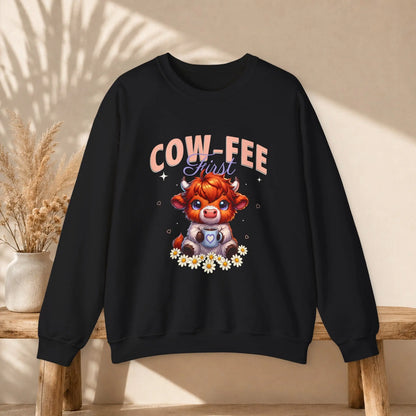 Cow-Fee First Sweatshirt Printify