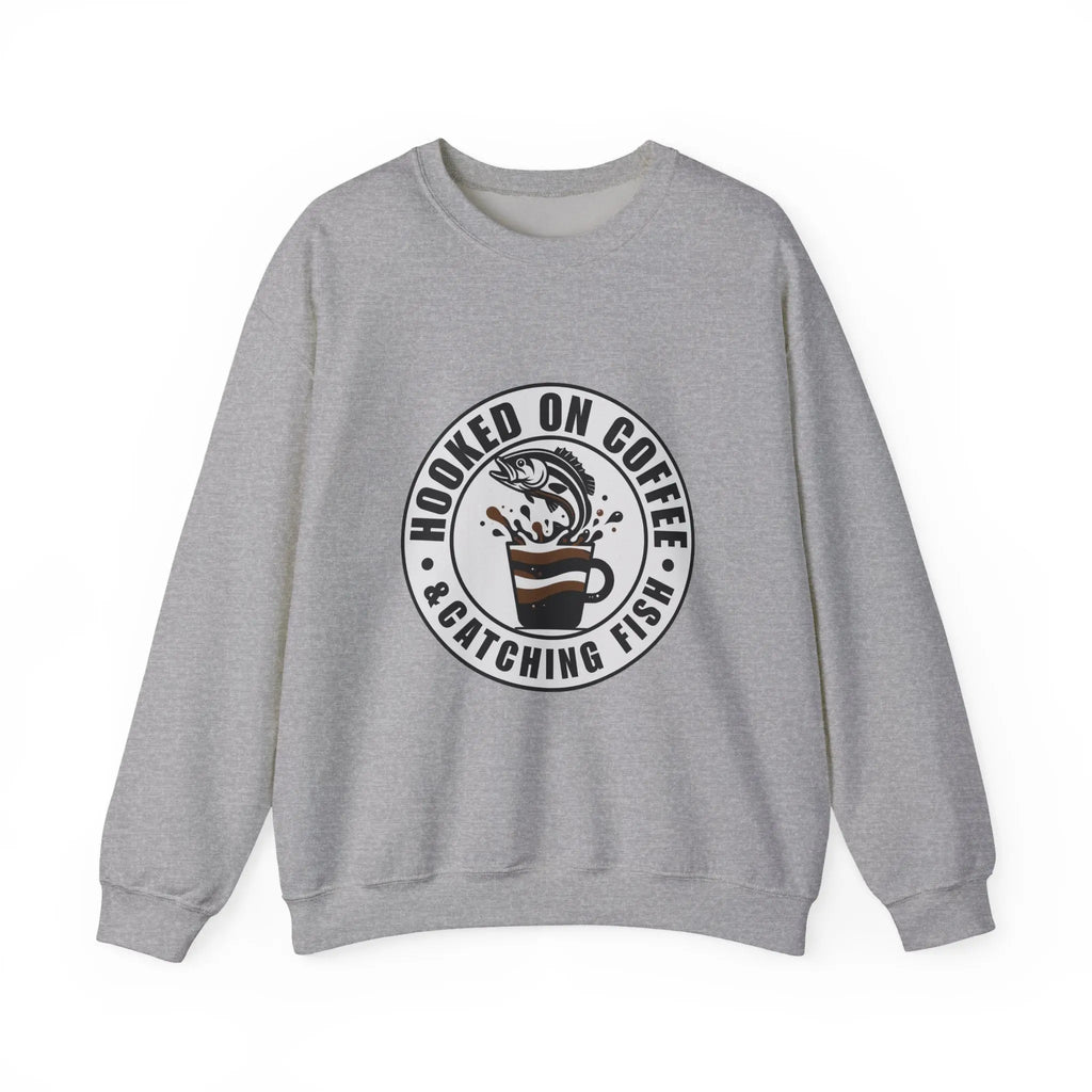 Hooked on Coffee and Catching Fish Sweatshirt Printify