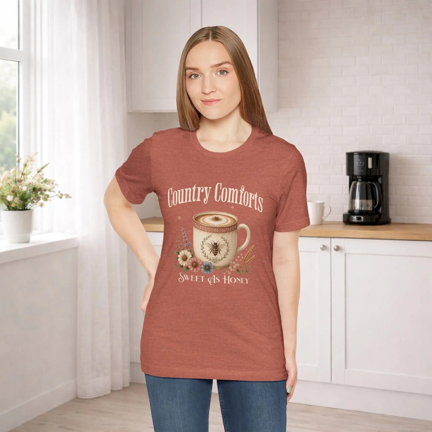 Country Comforts Tee — "Sweet as Honey" Coffee Graphic T-Shirt Printify