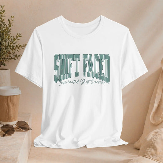 Shift Faced Tee — Vintage Caffeinated Shift Survivor T-Shirt Printify