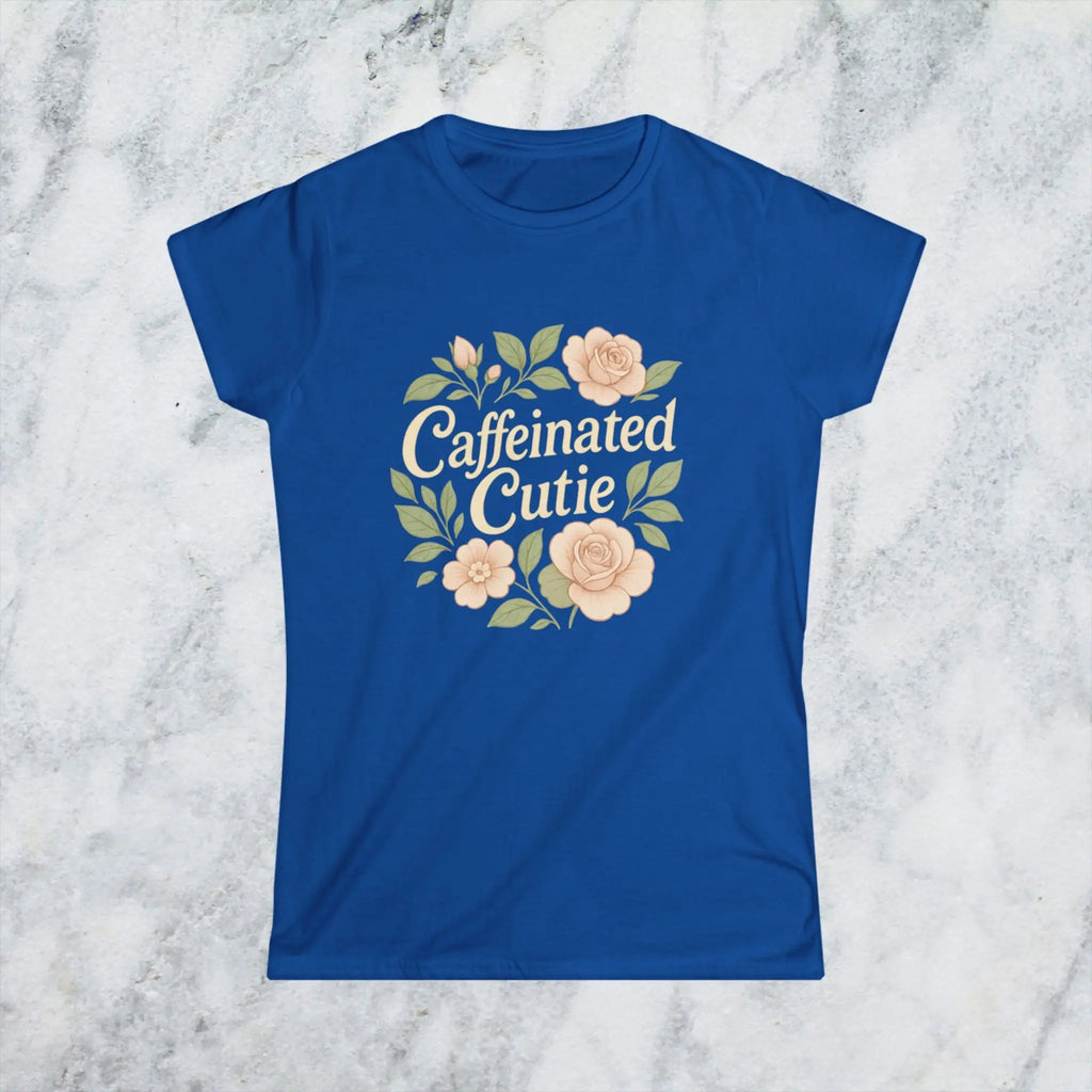 Caffeinated Cutie Floral Tee — Women's Blush Floral Graphic T‑Shirt - Boldly Bitter Company