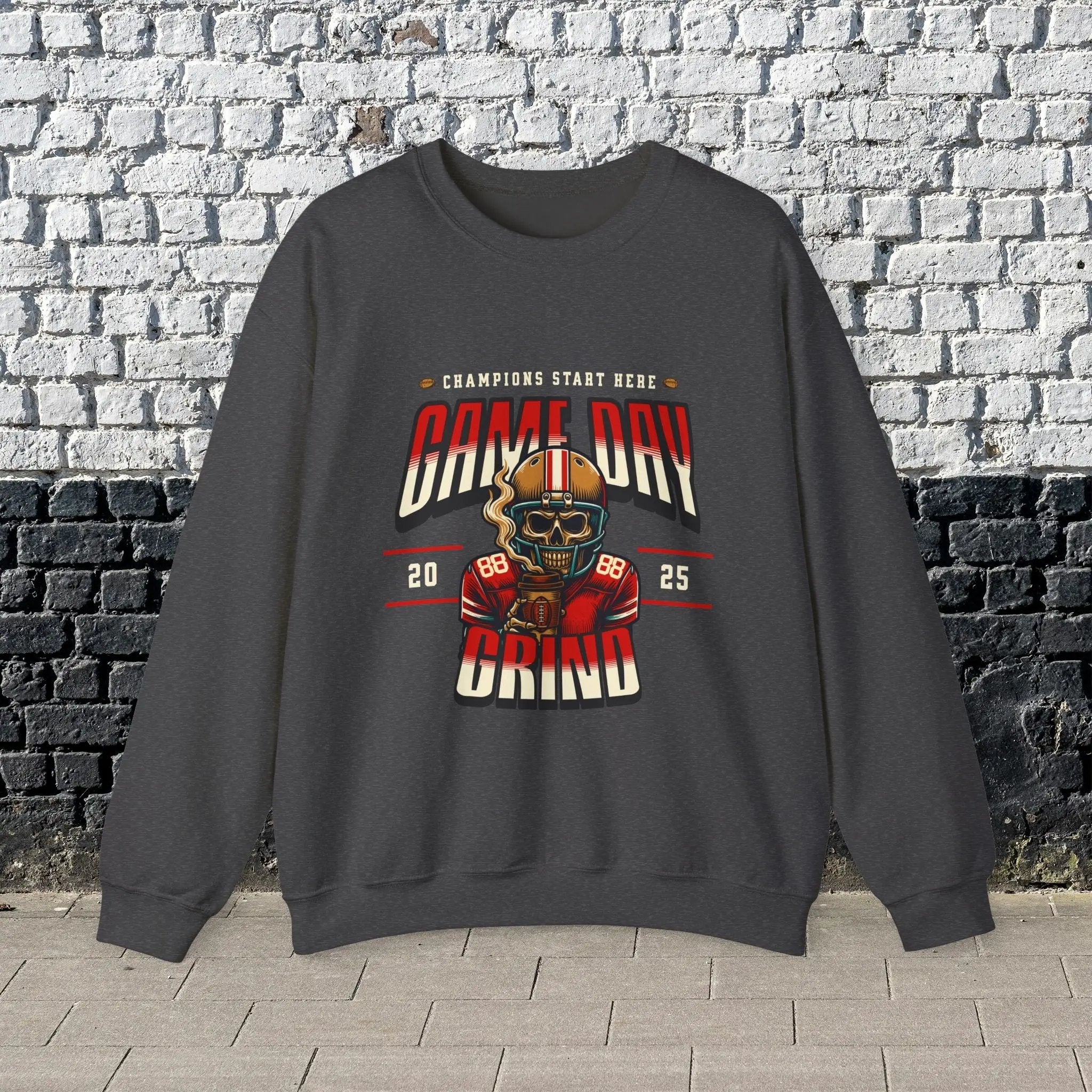 Game Day Grind Sweatshirt - Coffee Football Warm Cozy Sweatshirt Printify