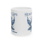 Heavenly Sips Ceramic Mug - 11oz, Inspirational Coffee Cup, Gifts for Tea Lovers, Unique Kitchen Decor, Angelic Design Printify