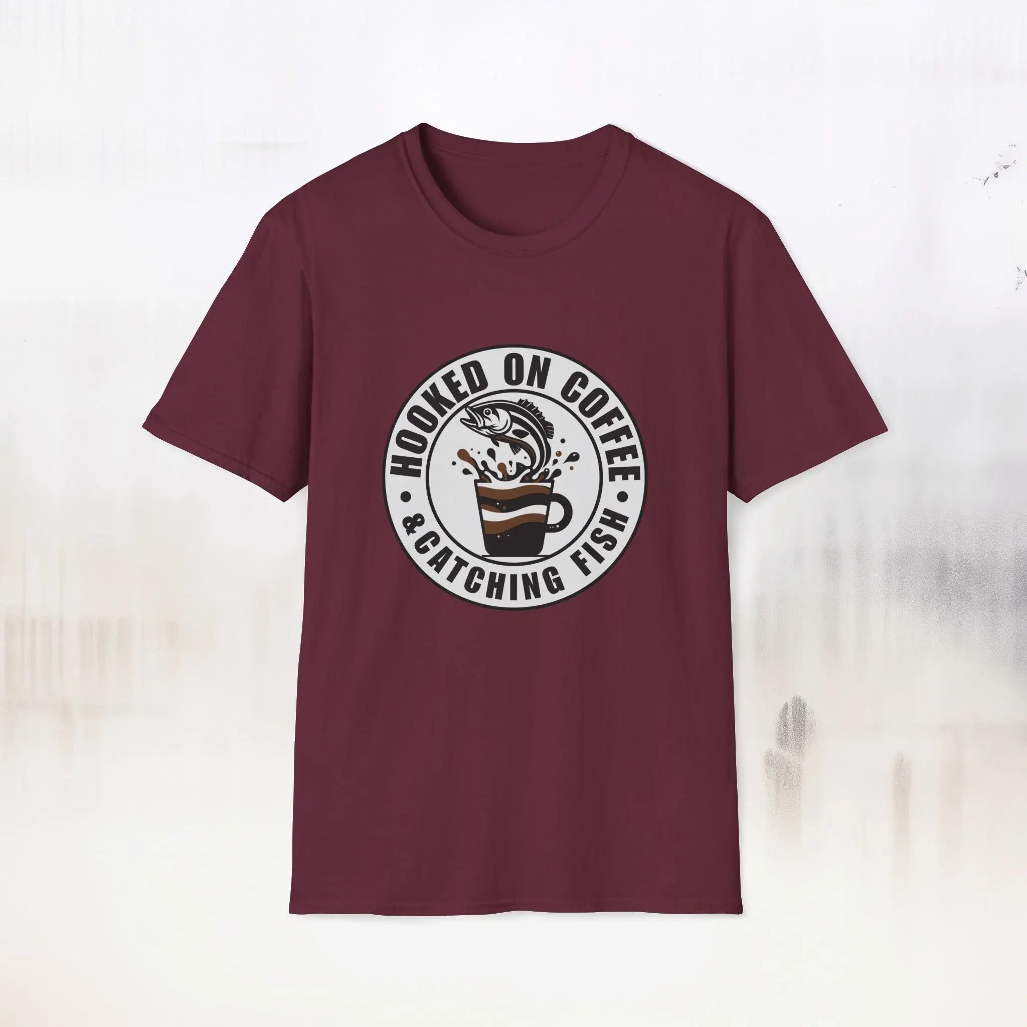 Catching Fish T‑Shirt – Fishing & Coffee Lover Tee Printify