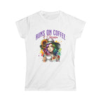 Runs on Coffee and Sarcasm T-shirt- Handmade Gift for Women, Casualwear, Coffee Addict Shirt, Fun Graphic Tee, Unique Gift Idea Printify