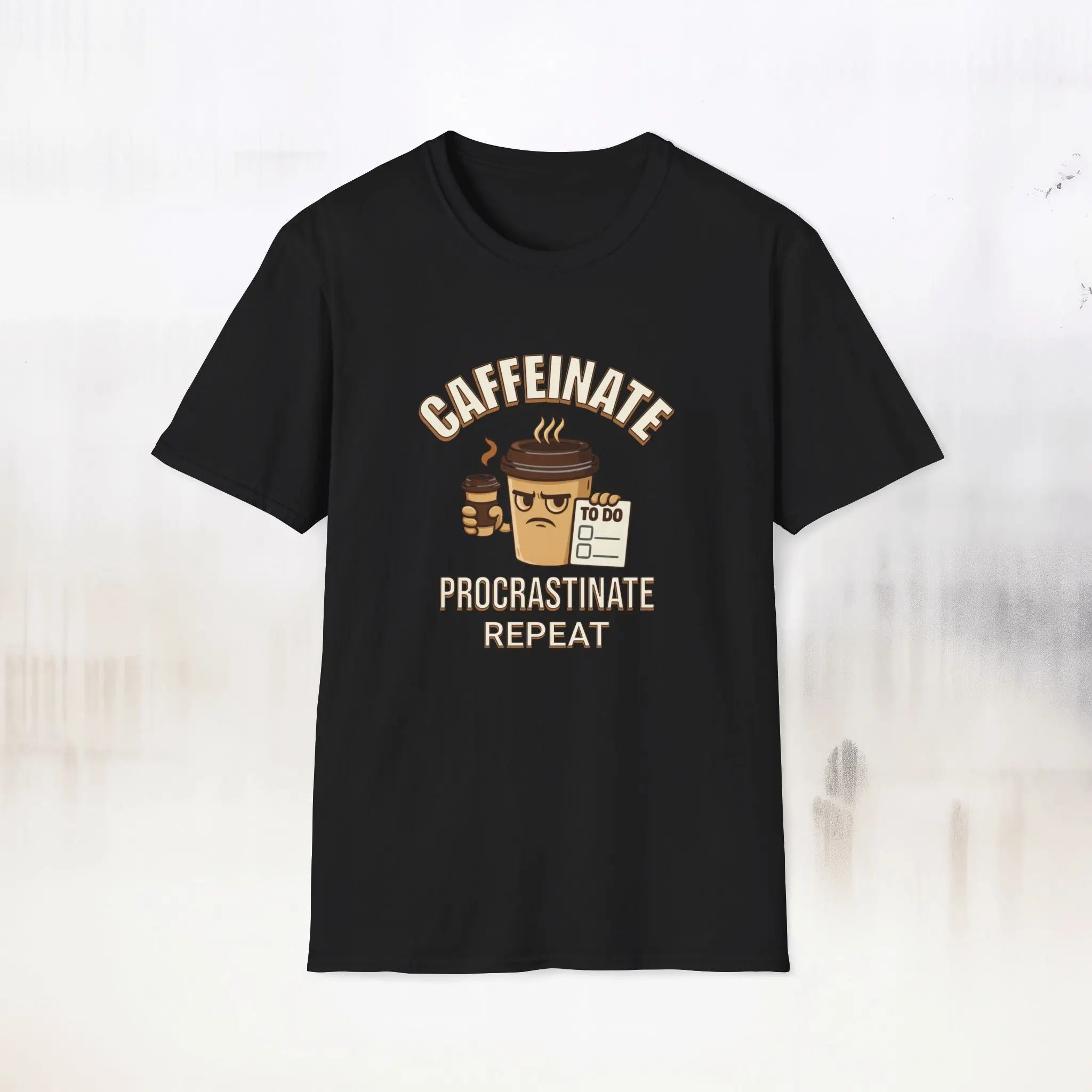 Caffeinate Procrastinate Repeat T-Shirt — Funny Coffee Lover Tee - Boldly Bitter Company