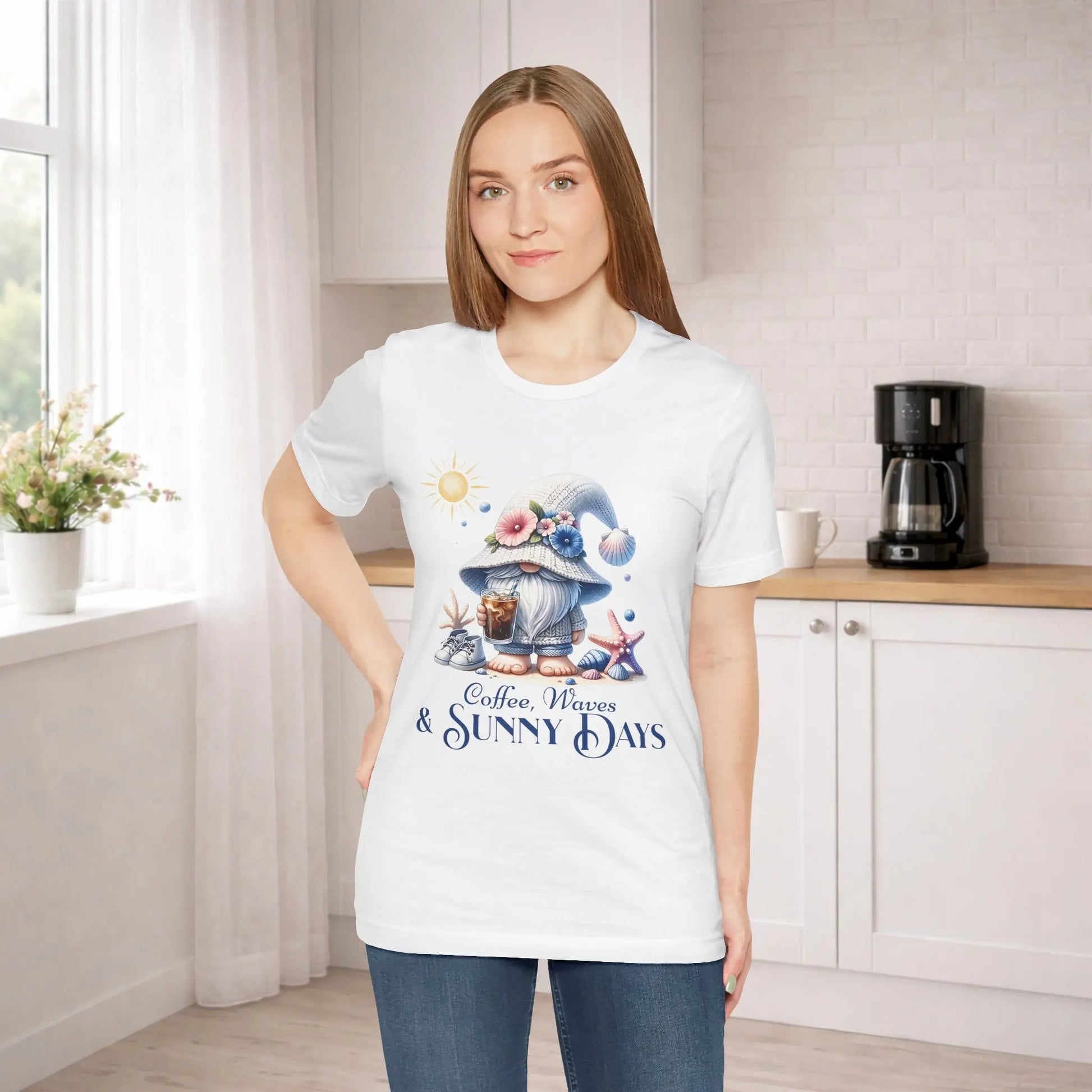 Sunny Days Gnome Coffee T-shirt Printify
