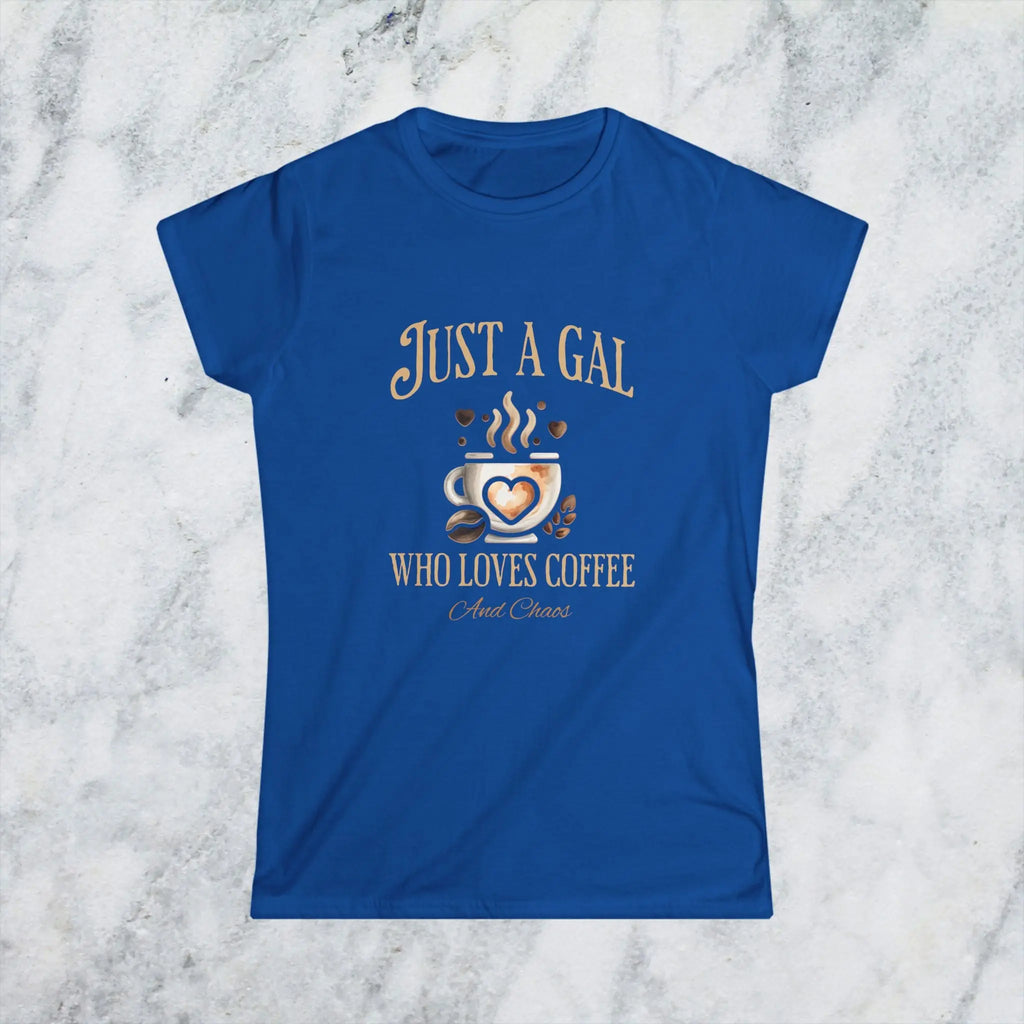 Just a Gal T-shirt - Who Loves Coffee - Boho Style Coffee Gal T-shirt Printify