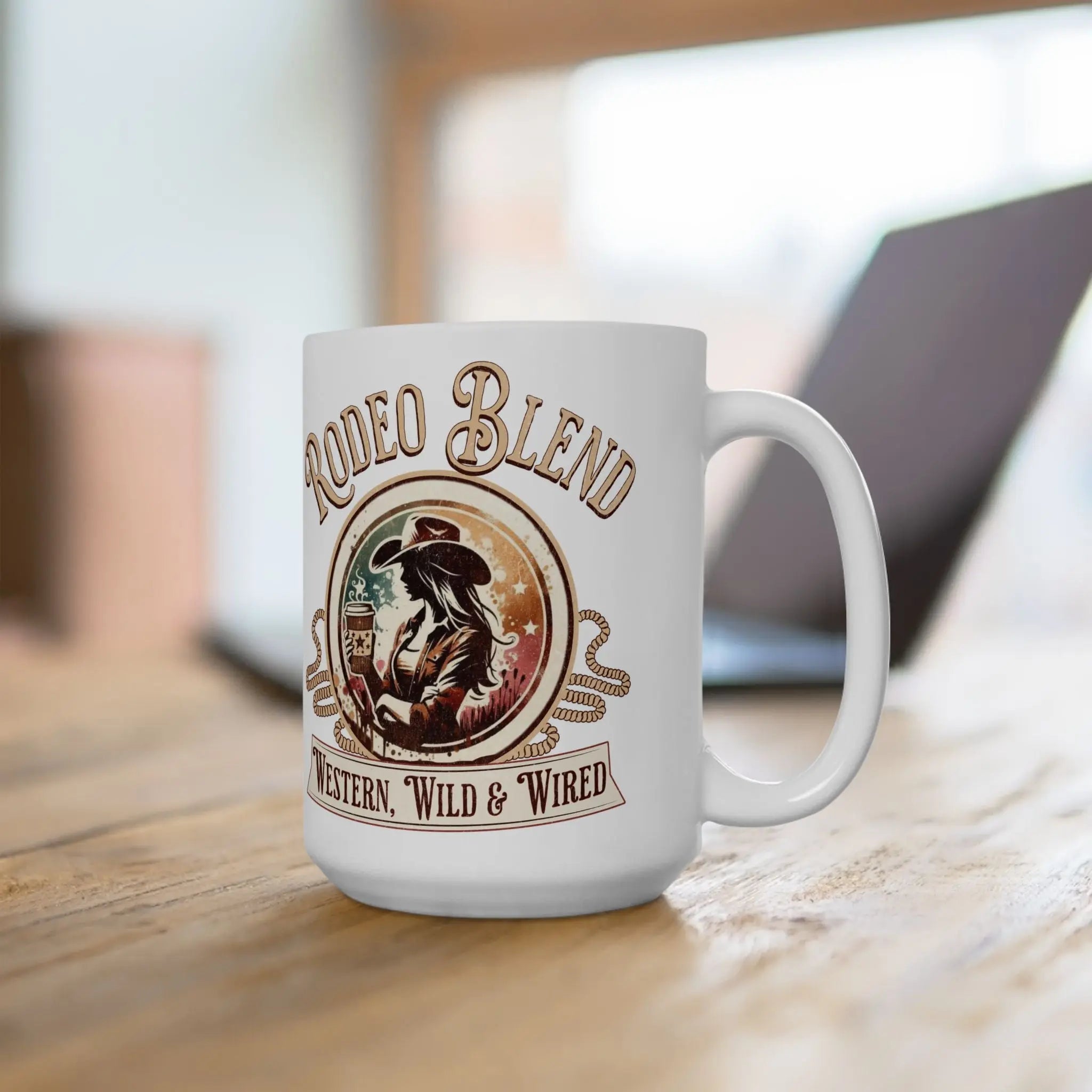 Rodeo Blend Mug – Western Wild & Wired 15oz Cup, Cowgirl Coffee Lover Gift, Rustic Country Style Mug for Women - Boldly Bitter Company