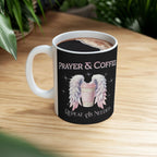 Prayer & Coffee Mug, Angel Wings Design, Gift for Coffee Lovers, Spiritual Decor, Inspirational Mug, Unique Kitchenware - Boldly Bitter Company