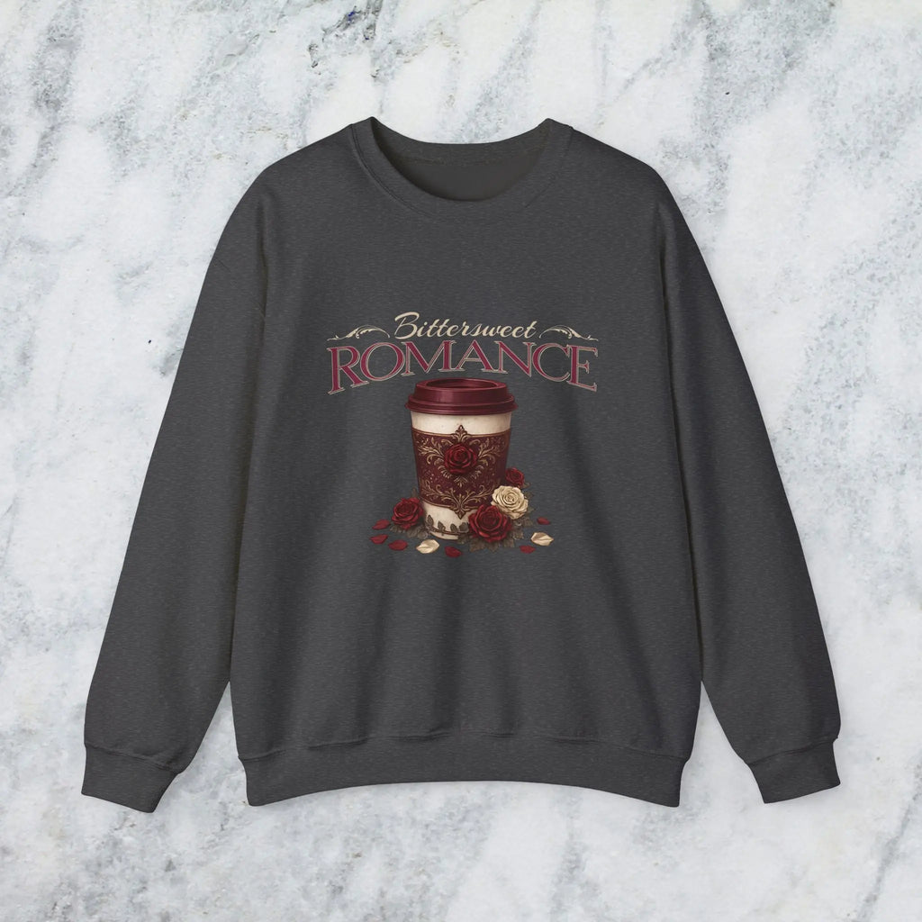 Bitterweet Romance Sweatshirt — Coffee & Roses Cozy Crewneck Printify