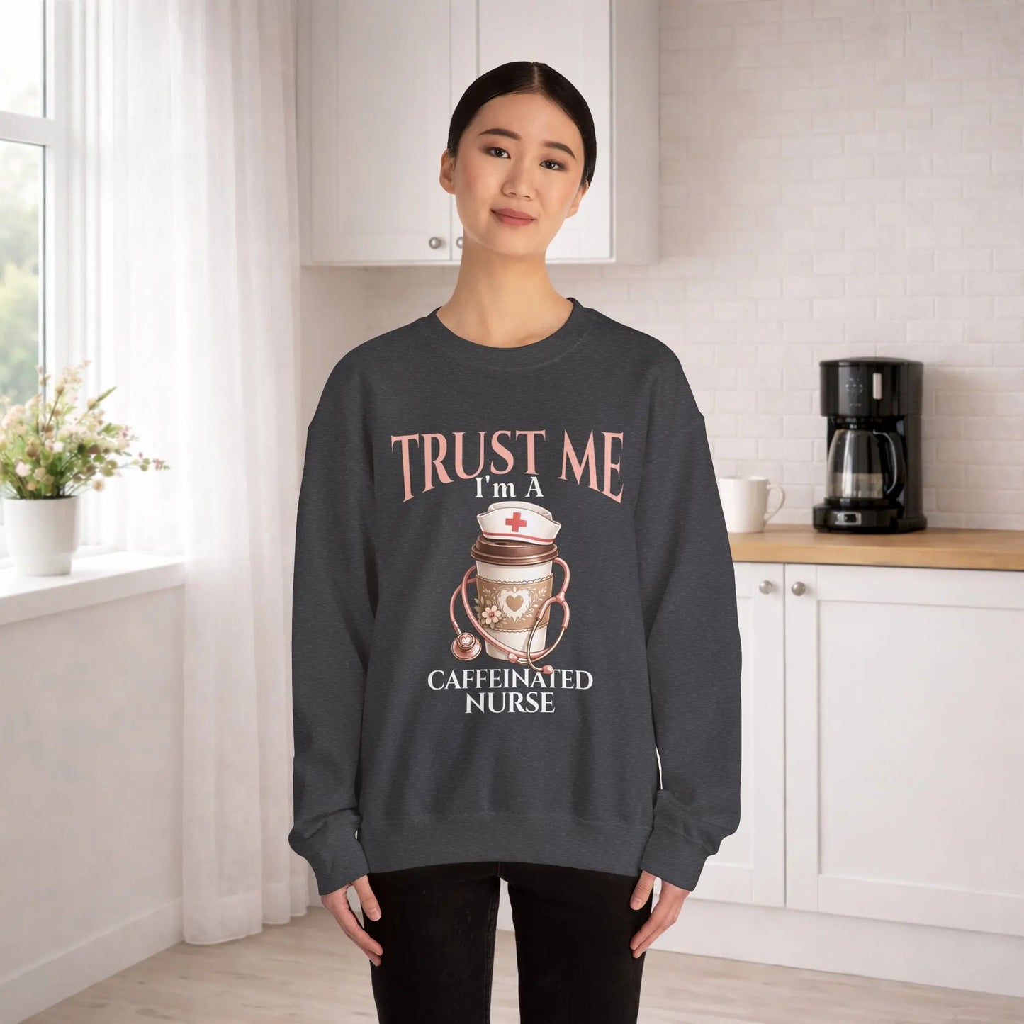 Caffeinated Nurse Sweatshirt Printify