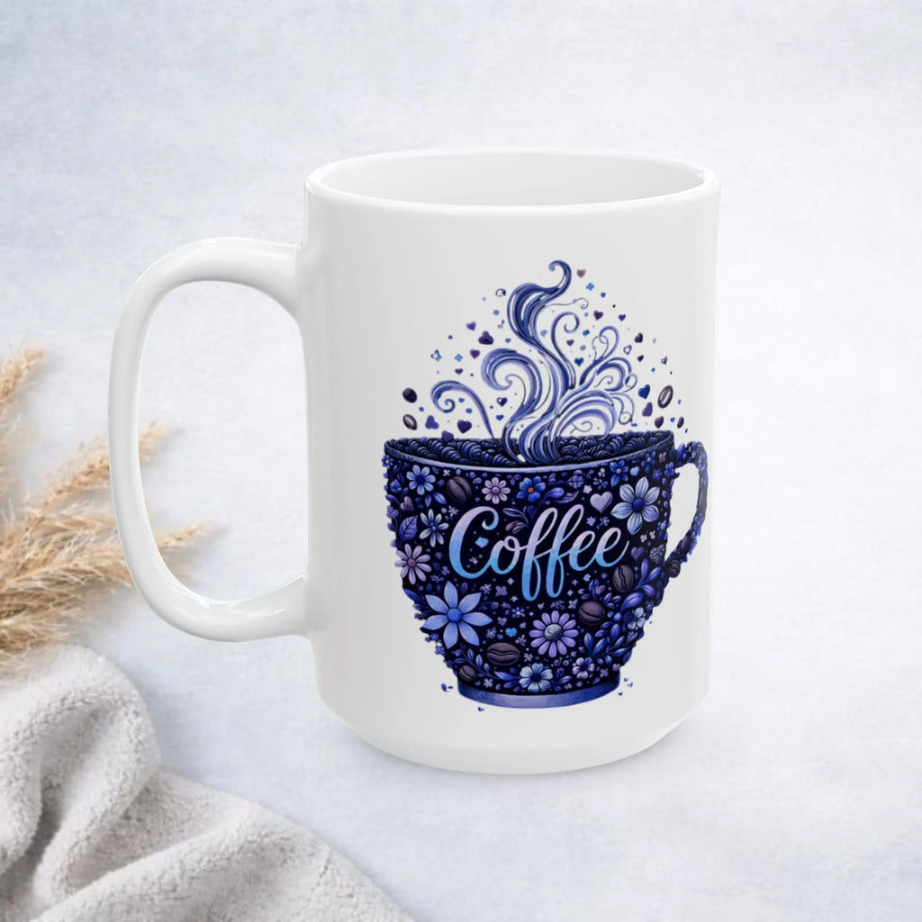 Floral Blue Cup 15oz Mug - Boldly Bitter Company