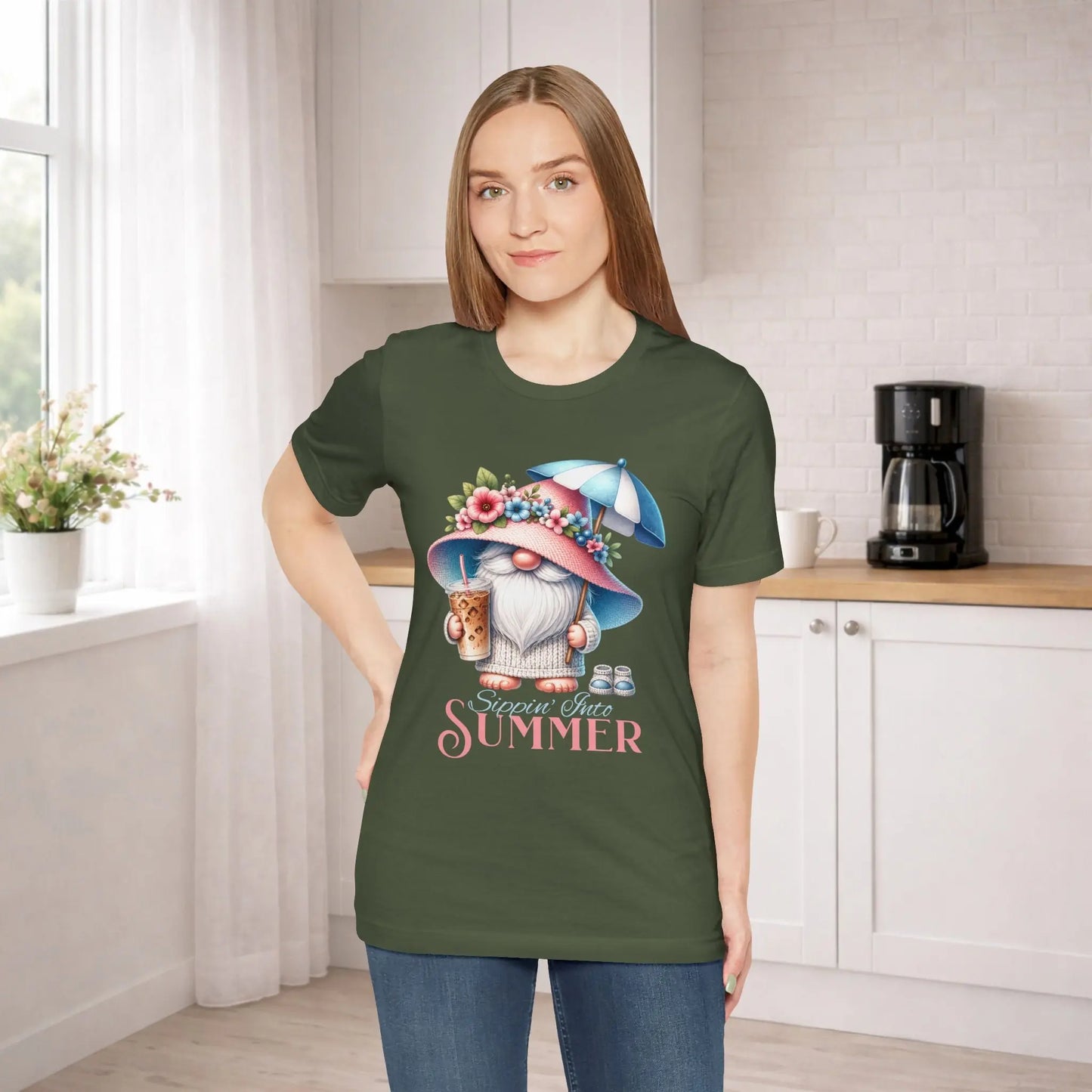 Sippin Into Summer Gnome T-Shirt Printify